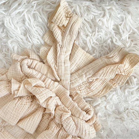 SHEIN Baby Girls Cream Tiered Ruffle Romper, Size 0-3M - Picture 5 of 7